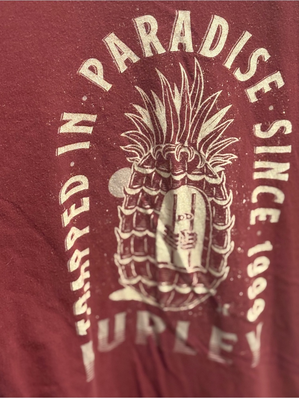 Hurley Maroon Pineapple Graphic Short Sleeve Tee